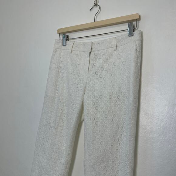 Ann Taylor – White Eyelet Slim Trouser Pant - Picture 3 of 9